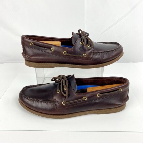 Sperry Top Sider Leather Boat Shoes Mens 13 M Dark Brown Loafers Slip On Comfort - Picture 1 of 8